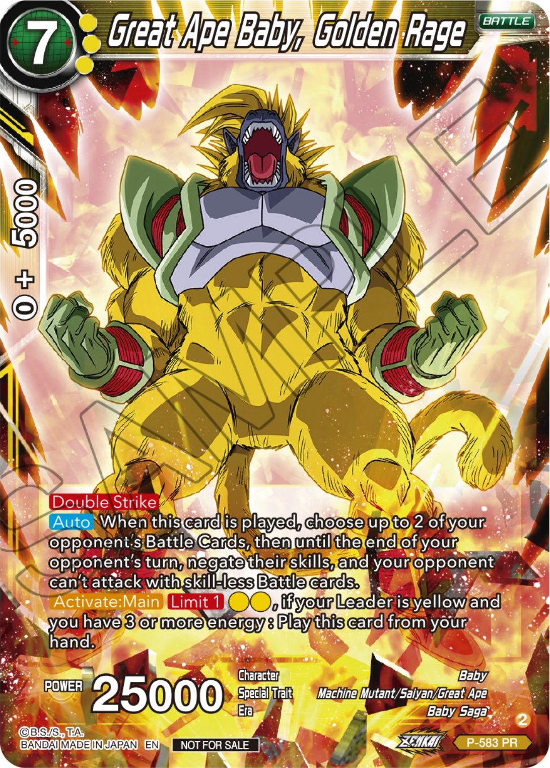 Great Ape Baby, Golden Rage (Zenkai Series Tournament Pack Vol.7) (P-583) [Tournament Promotion Cards] | Pegasus Games WI