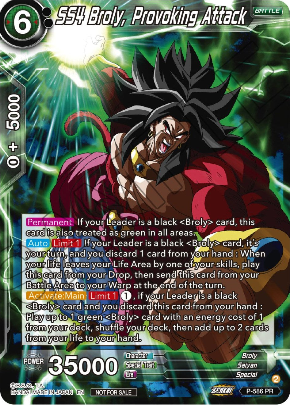 SS4 Broly, Provoking Attack (Zenkai Series Tournament Pack Vol.7) (P-586) [Tournament Promotion Cards] | Pegasus Games WI