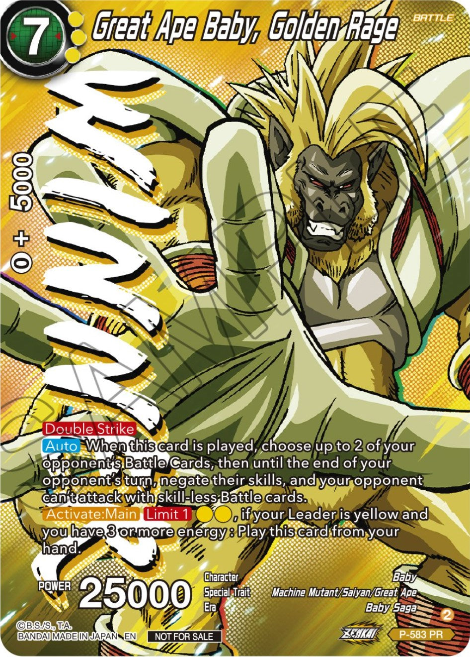 Great Ape Baby, Golden Rage (Zenkai Series Tournament Pack Vol.7) (Winner) (P-583) [Tournament Promotion Cards] | Pegasus Games WI
