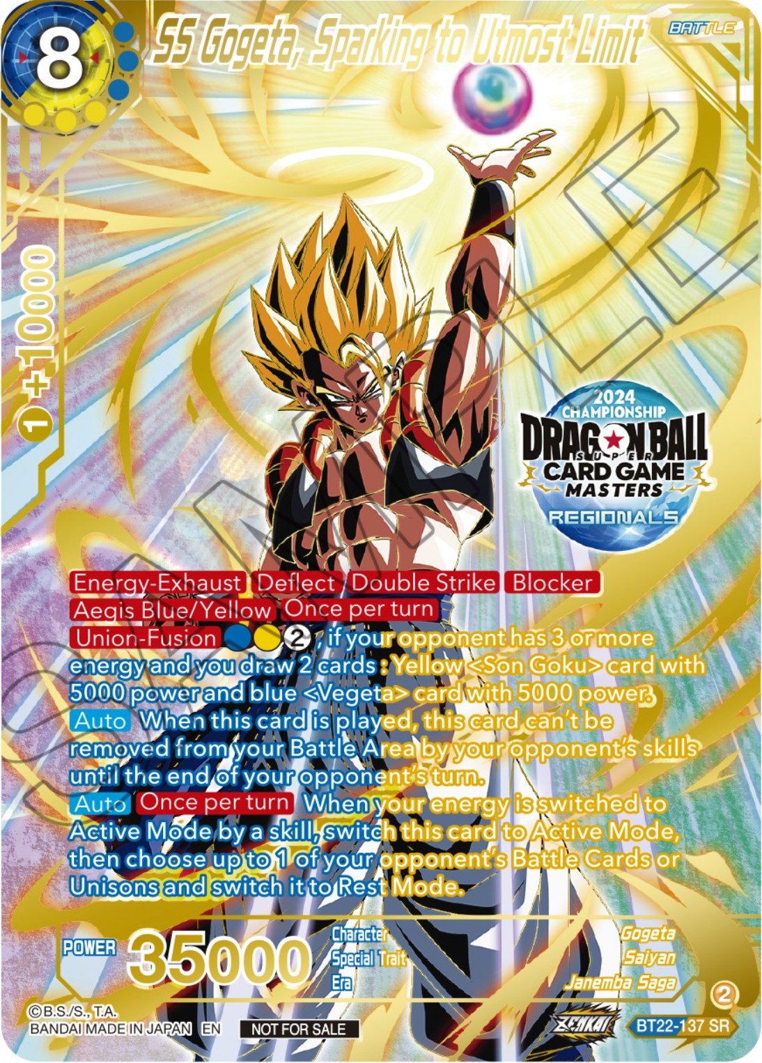 SS Gogeta, Sparking to Utmost Limit (2024 Championship Regionals Top 16) (BT22-137) [Tournament Promotion Cards] | Pegasus Games WI
