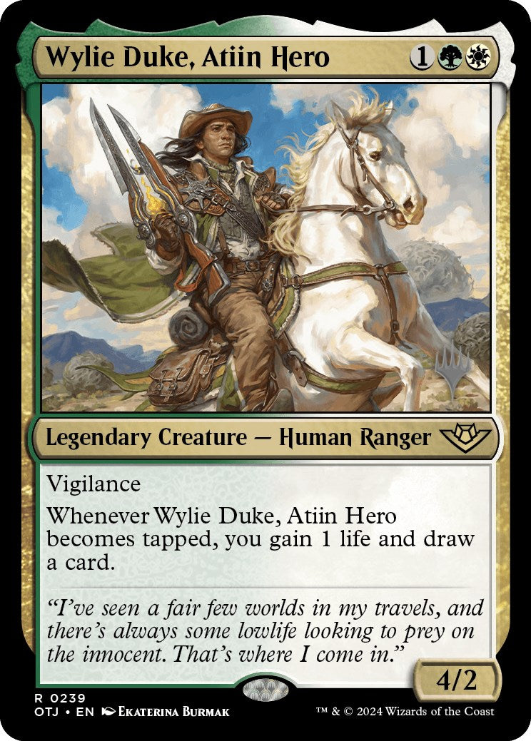 Wylie Duke, Atiin Hero (Promo Pack) [Outlaws of Thunder Junction Promos] | Pegasus Games WI