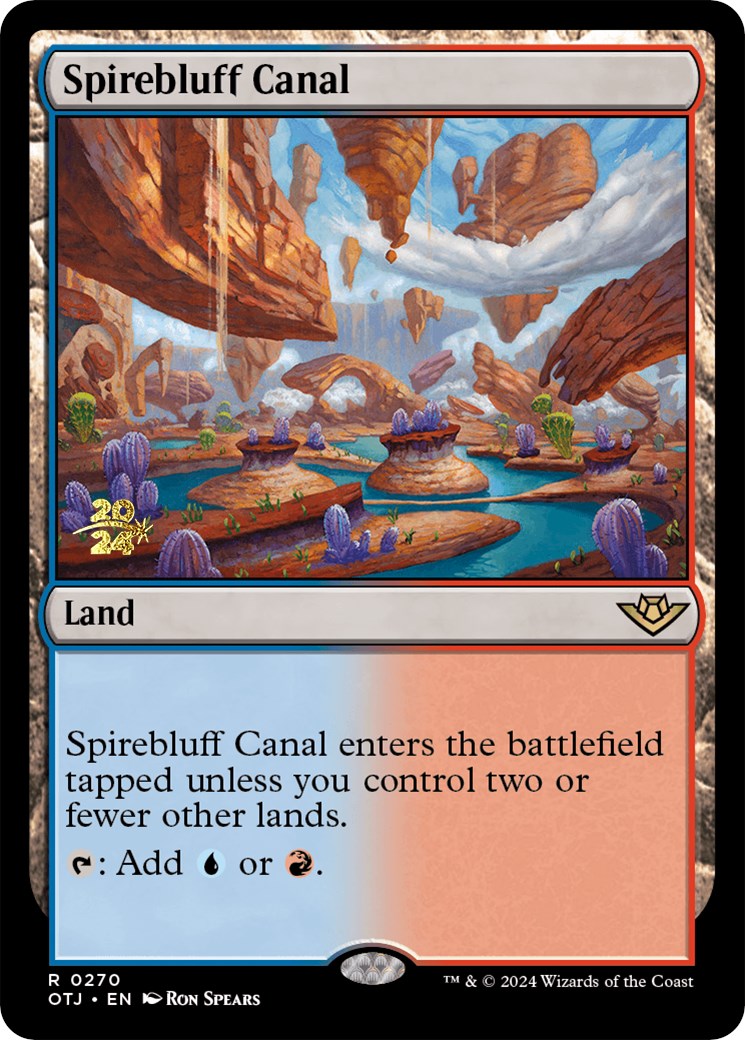 Spirebluff Canal (OTJ) [Outlaws of Thunder Junction Prerelease Promos] | Pegasus Games WI