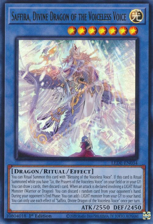 Saffira, Divine Dragon of the Voiceless Voice [LEDE-EN034] Ultra Rare | Pegasus Games WI