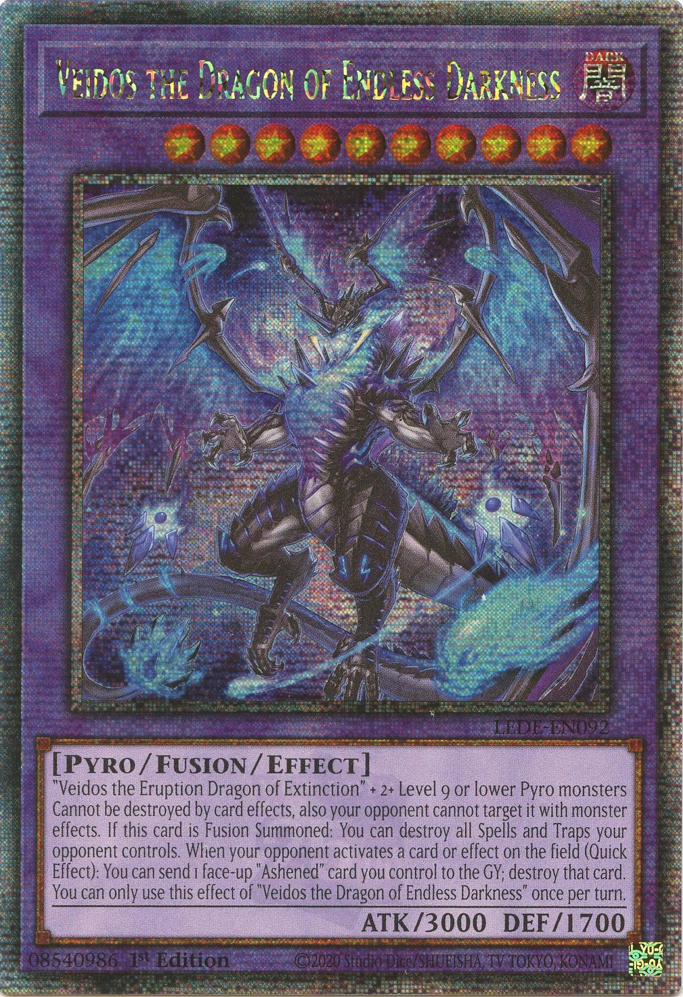 Veidos the Dragon of Endless Darkness (Quarter Century Secret Rare) [LEDE-EN092] Quarter Century Secret Rare | Pegasus Games WI