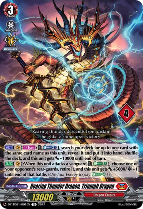 Roaring Thunder Dragon, Triumph Dragon (4) (DZ-TD01/001EN) [Start Up Trial Deck: Dragon Empire] | Pegasus Games WI