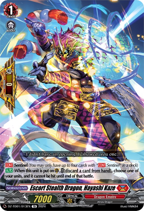 Escort Stealth Dragon, Hayashi Kaze (DZ-TD01/013EN) [Start Up Trial Deck: Dragon Empire] | Pegasus Games WI