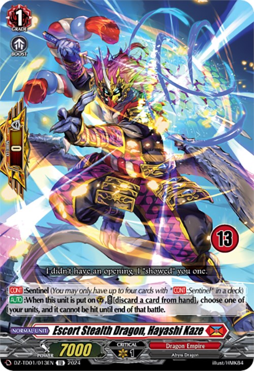 Escort Stealth Dragon, Hayashi Kaze (13) (DZ-TD01/013EN) [Start Up Trial Deck: Dragon Empire] | Pegasus Games WI