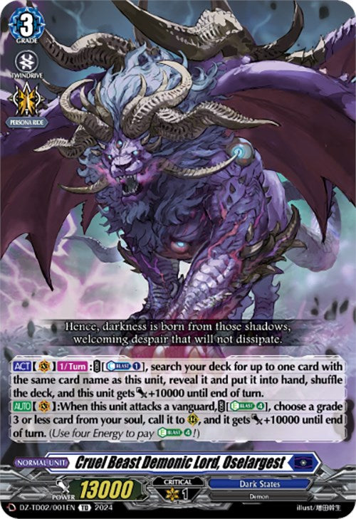 Cruel Beast Demonic Lord, Oselargest (DZ-TD02/001EN) [Start Up Trial Deck: Dark States] | Pegasus Games WI