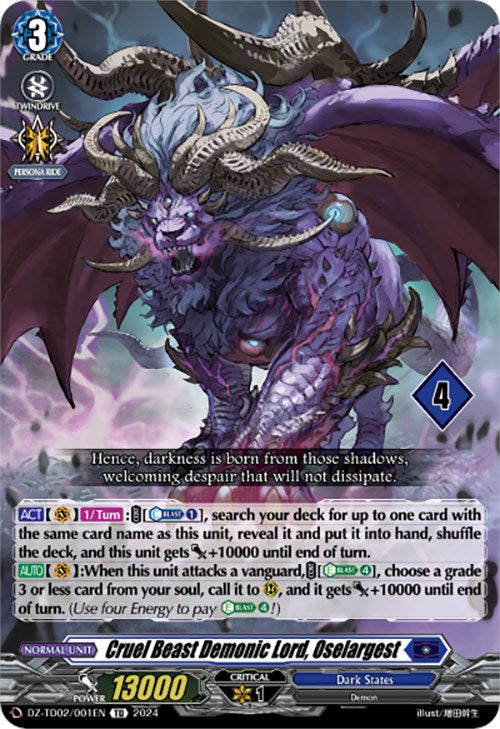 Cruel Beast Demonic Lord, Oselargest (4) (DZ-TD02/001EN) [Start Up Trial Deck: Dark States] | Pegasus Games WI