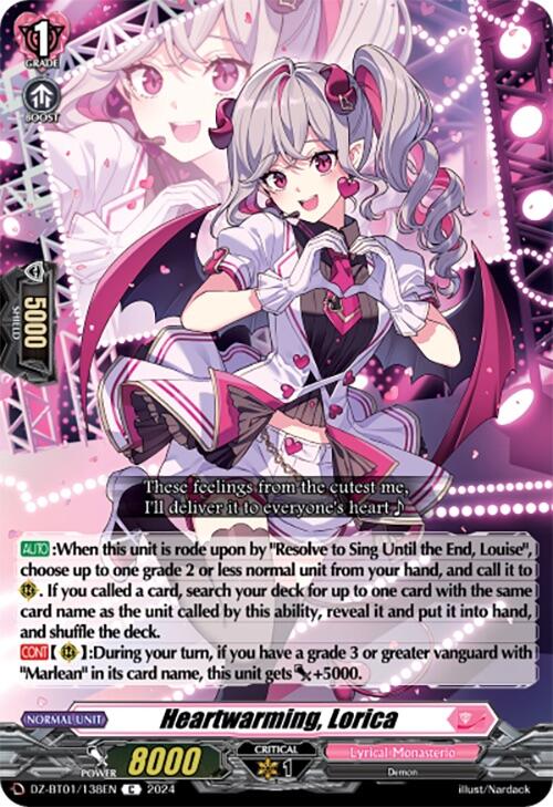 Heartwarming, Lorica (DZ-BT01/138EN) [Fated Clash] | Pegasus Games WI