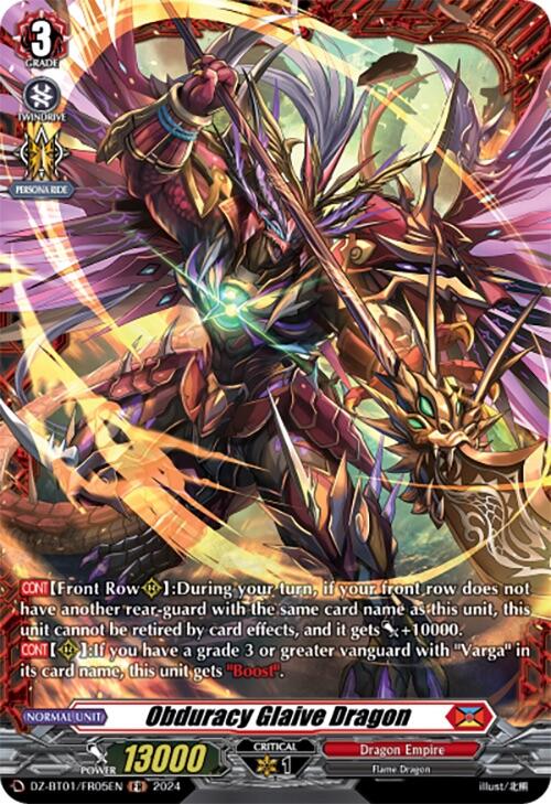 Obduracy Glaive Dragon (FR) (DZ-BT01/FR05EN) [Fated Clash] | Pegasus Games WI