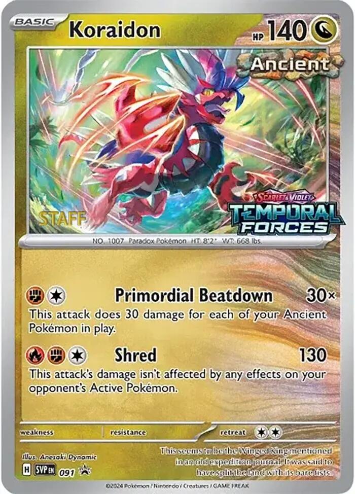 Koraidon (091) (Stamped) (Staff) [Scarlet & Violet: Black Star Promos] | Pegasus Games WI