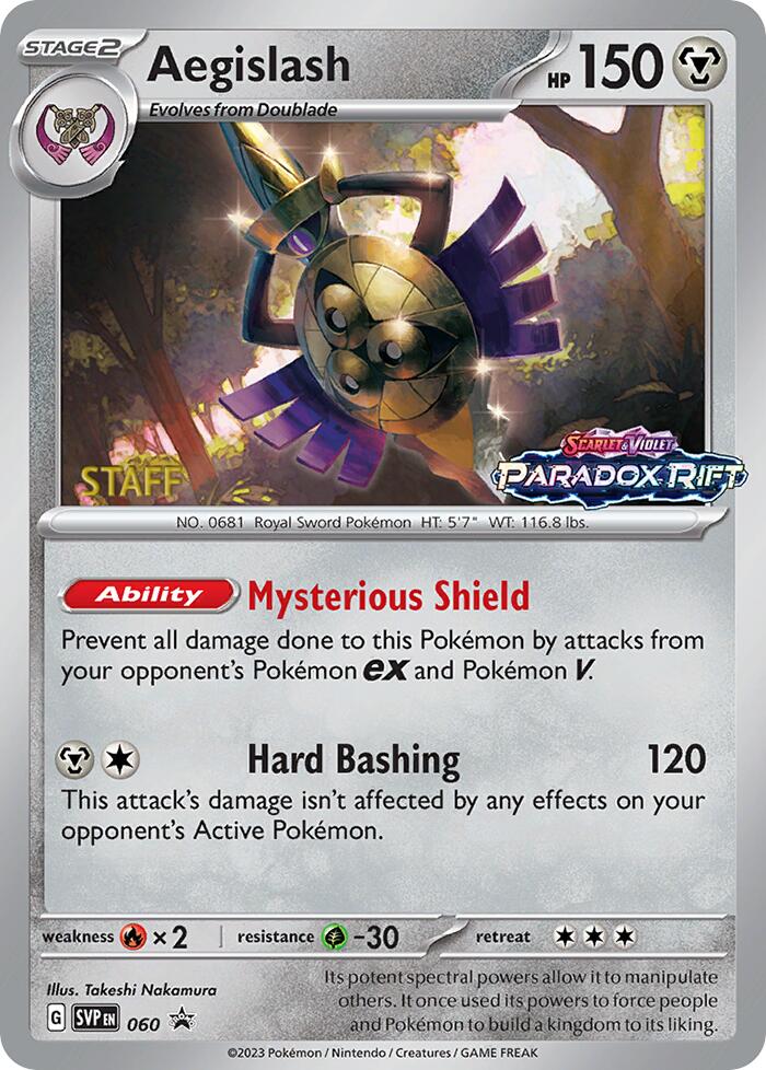 Aegislash (060) (Staff Prerelease Promo) [Scarlet & Violet: Black Star Promos] | Pegasus Games WI