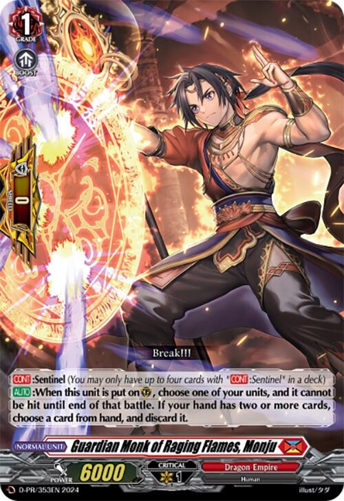 Guardian Monk of Raging Flames, Monju (D-PR/353EN) [D Promo Cards] | Pegasus Games WI