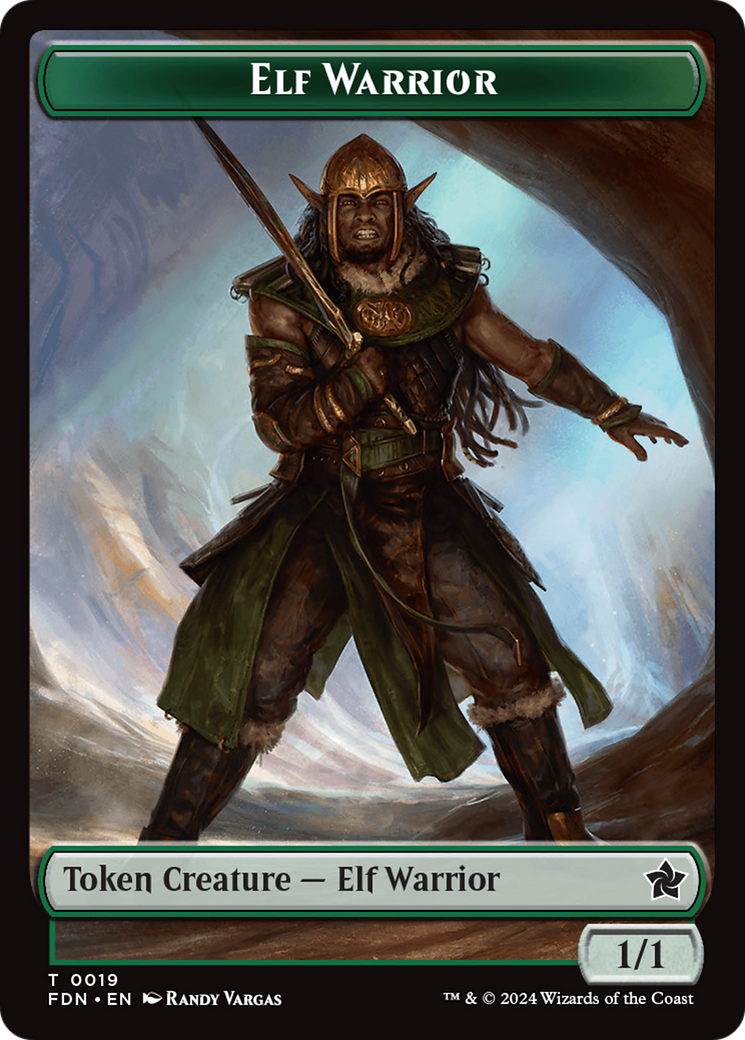 Emblem - Vivien Reid // Elf Warrior Double-Sided Token [Foundations Tokens] | Pegasus Games WI