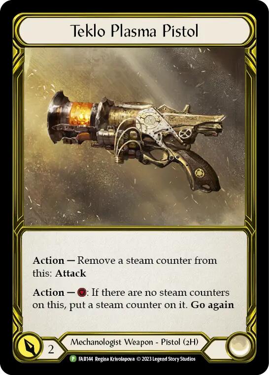 Teklo Plasma Pistol (Golden) [FAB144] (Promo)  Cold Foil | Pegasus Games WI