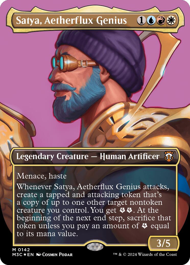 Satya, Aetherflux Genius (Borderless) (Ripple Foil) [Modern Horizons 3 Commander] | Pegasus Games WI