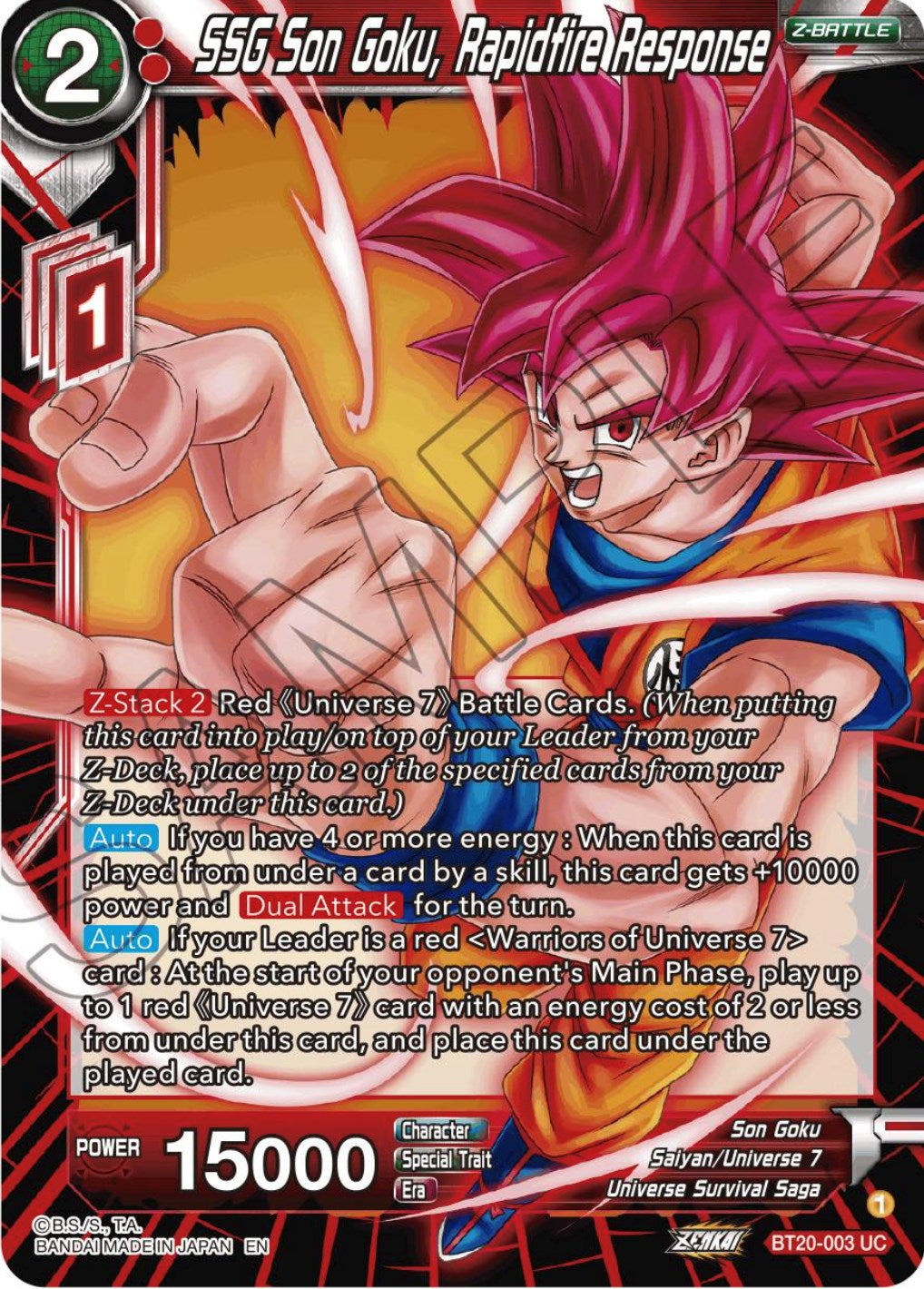 SSG Son Goku, Rapidfire Response (BT20-003) [Power Absorbed] | Pegasus Games WI