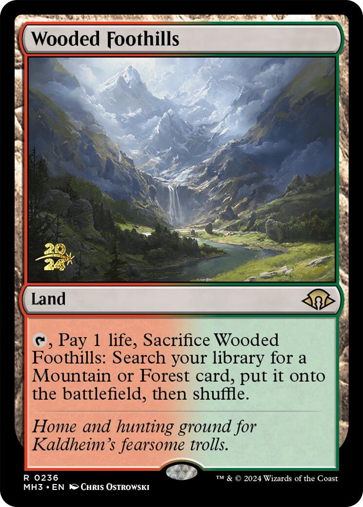 Wooded Foothills [Modern Horizons 3 Prerelease Promos] | Pegasus Games WI