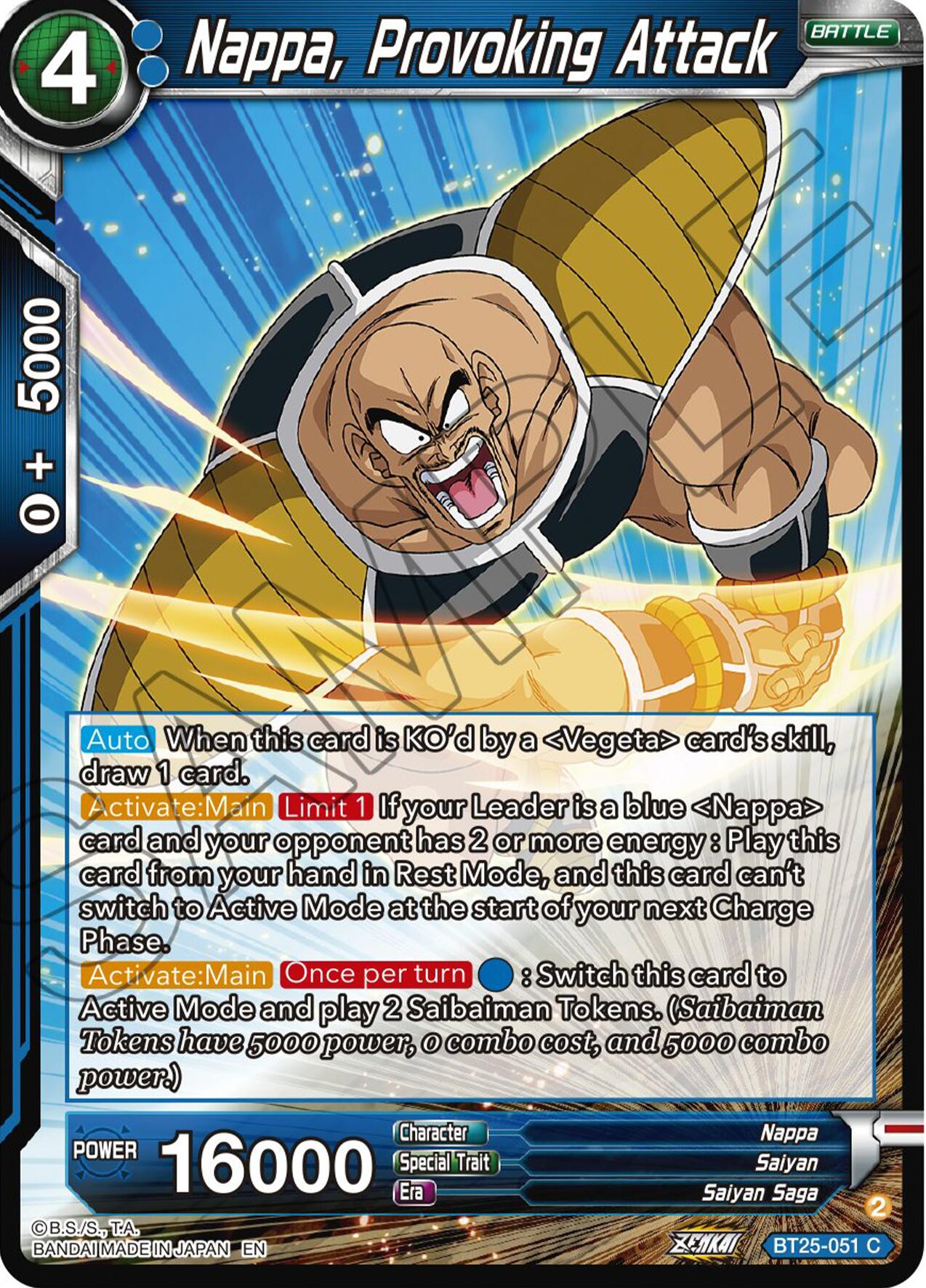Nappa, Provoking Attack (BT25-051) [Legend of the Dragon Balls] | Pegasus Games WI