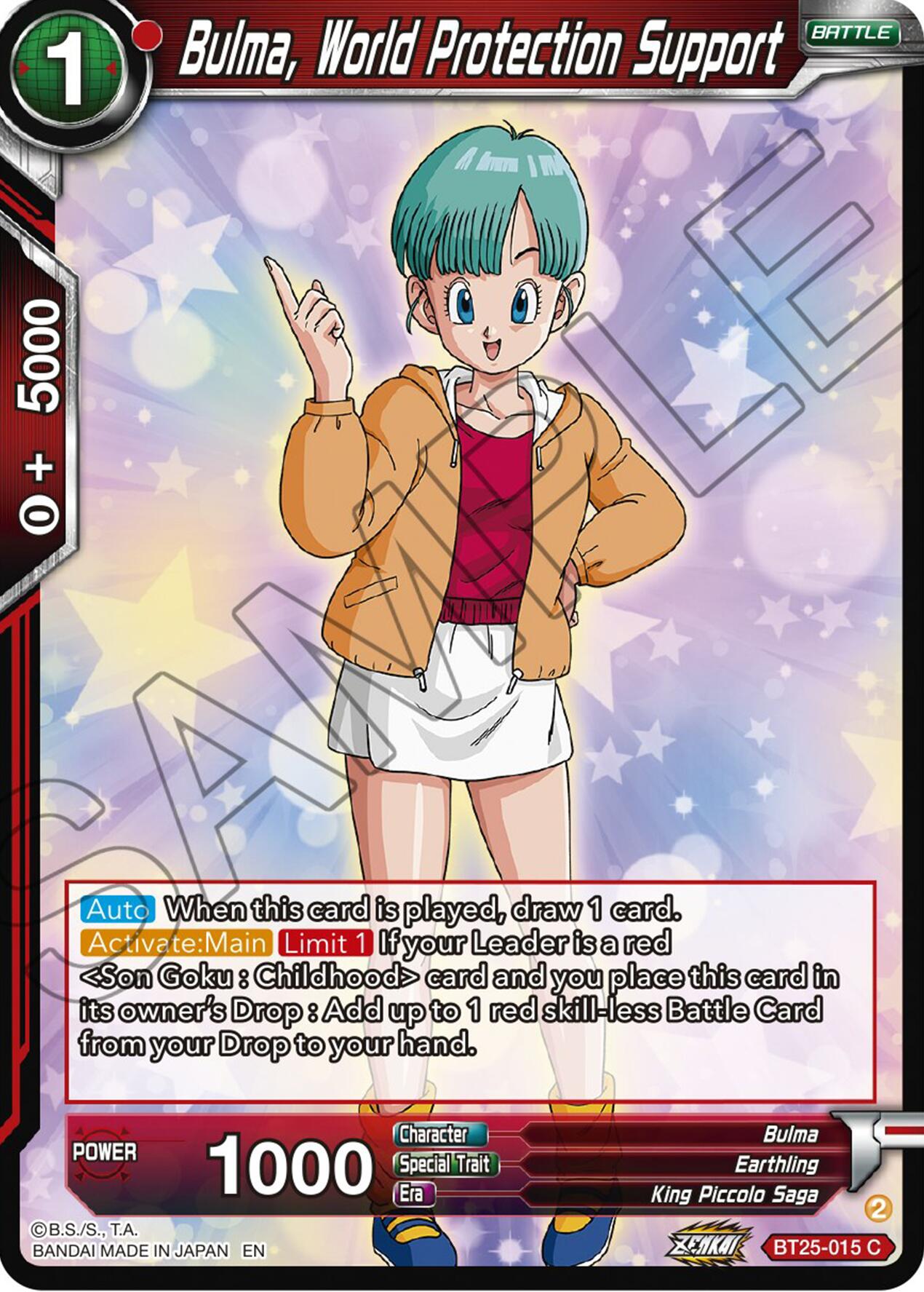 Bulma, World Protection Support (BT25-015) [Legend of the Dragon Balls] | Pegasus Games WI