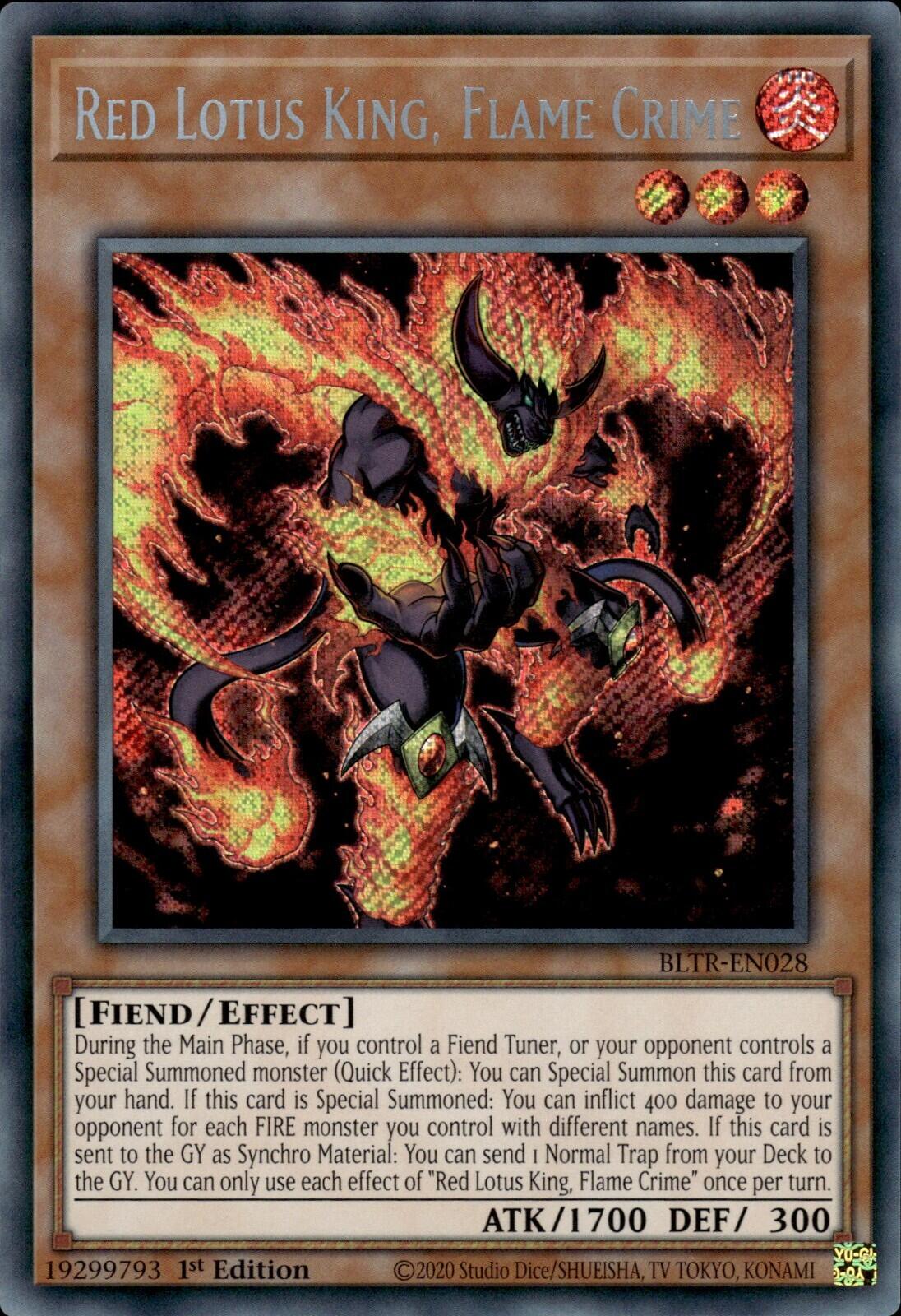 Red Lotus King, Flame Crime [BLTR-EN028] Secret Rare | Pegasus Games WI