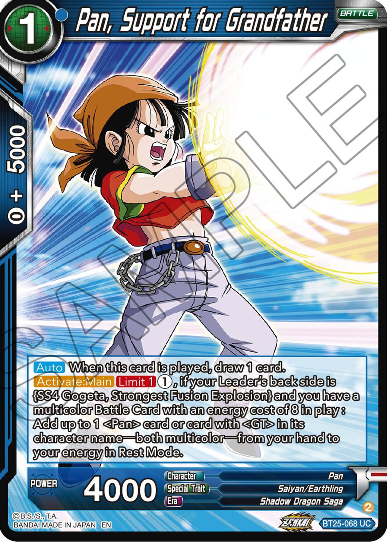 Pan, Support for Grandfather (BT25-068 UC) [Legend of the Dragon Balls] | Pegasus Games WI