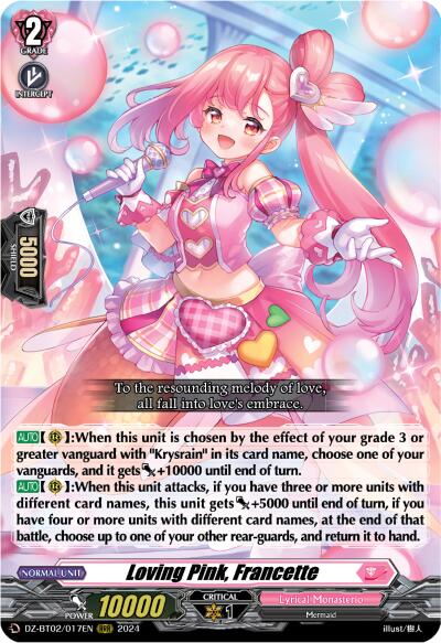 Loving Pink, Francette (DZ-BT02/017EN) [Illusionless Strife] | Pegasus Games WI