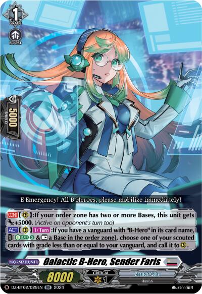 Galactic B-Hero, Sender Faris (DZ-BT02/029EN) [Illusionless Strife] | Pegasus Games WI