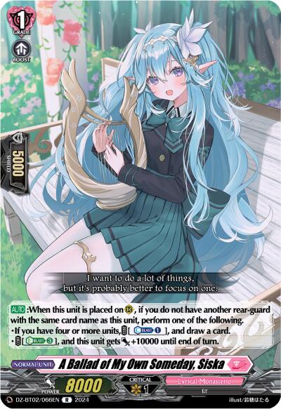 A Ballad of My Own Someday, Siska (DZ-BT02/066EN) [Illusionless Strife] | Pegasus Games WI