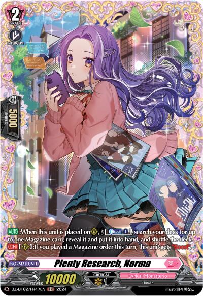 Plenty Research, Norma (FR) (DZ-BT02/FR47EN) [Illusionless Strife] | Pegasus Games WI