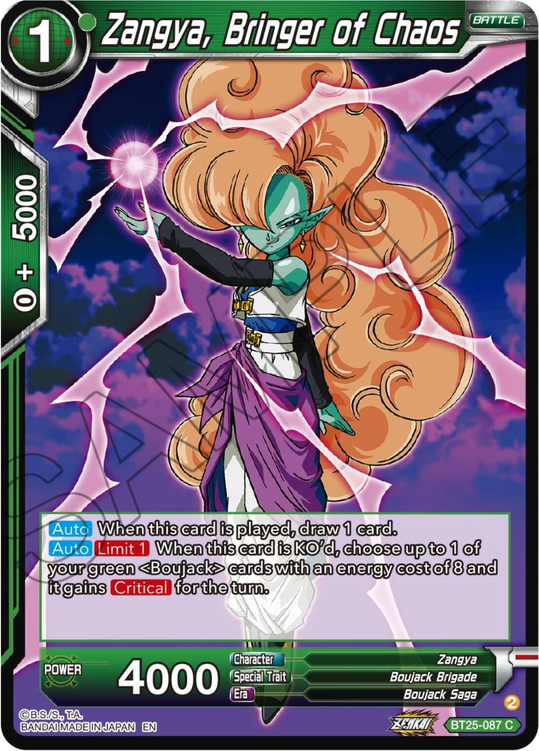 Zangya, Bringer of Chaos (BT25-087) [Legend of the Dragon Balls] | Pegasus Games WI