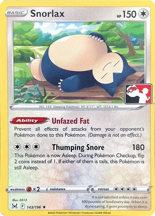 Snorlax (143/196) [Prize Pack Series Three] | Pegasus Games WI