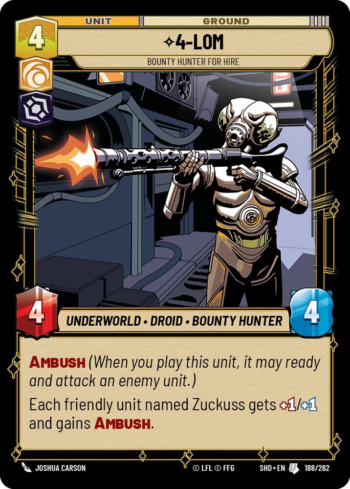 4-LOM - Bounty Hunter for Hire (188/262) [Shadows of the Galaxy] | Pegasus Games WI