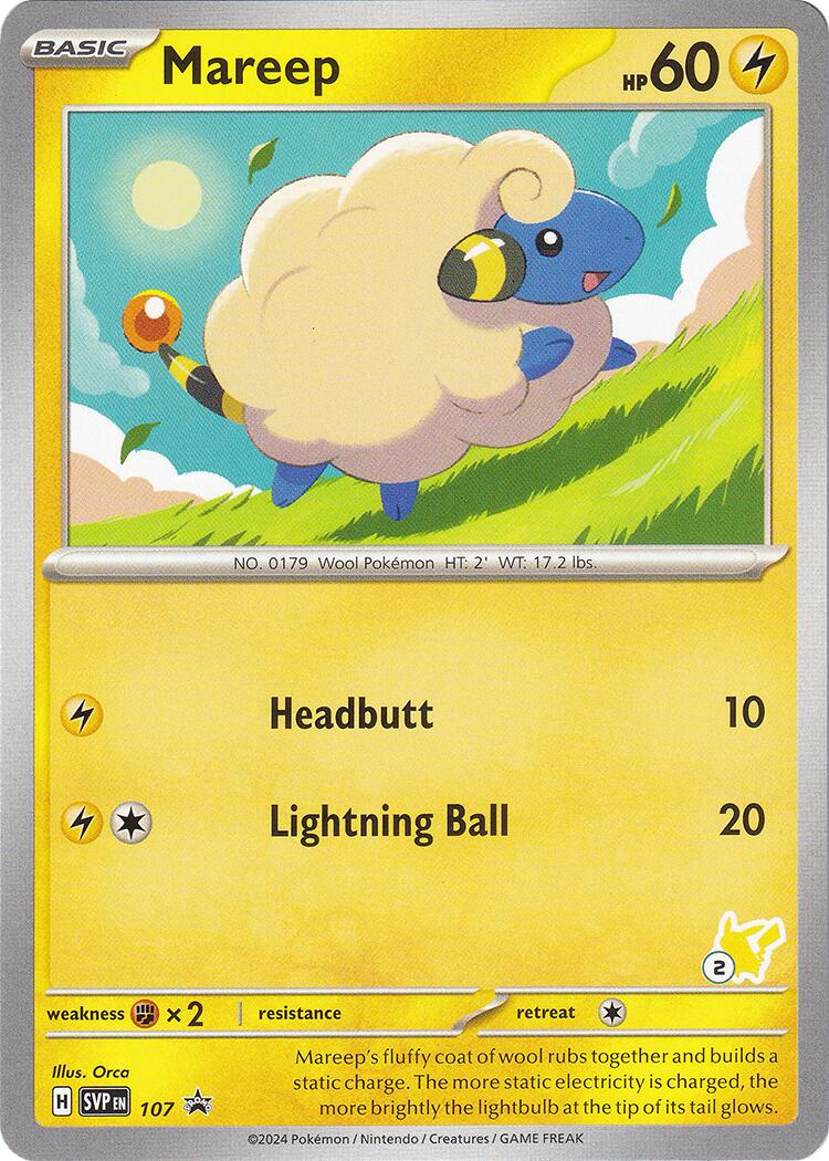 Mareep (107) (Pikachu Stamp #2) [Battle Academy 2024] | Pegasus Games WI