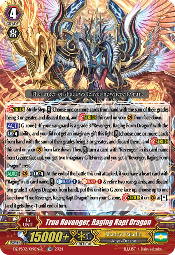 True Revenger, Raging Rapt Dragon (TDR) (DZ-PS02/019EN-R) [DZ-PS02: Premium Deckset “Revenger”] | Pegasus Games WI