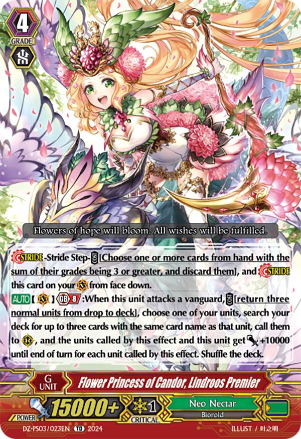 Flower Princess of Candor, Lindroos Premier (DZ-PS03/023EN) [Premium Deckset "Musketeer"] | Pegasus Games WI