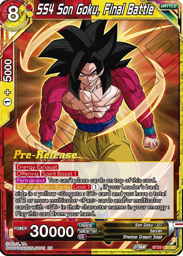 SS4 Son Goku, Final Battle (BT25-131) [Legend of the Dragon Balls Prerelease Promos] | Pegasus Games WI