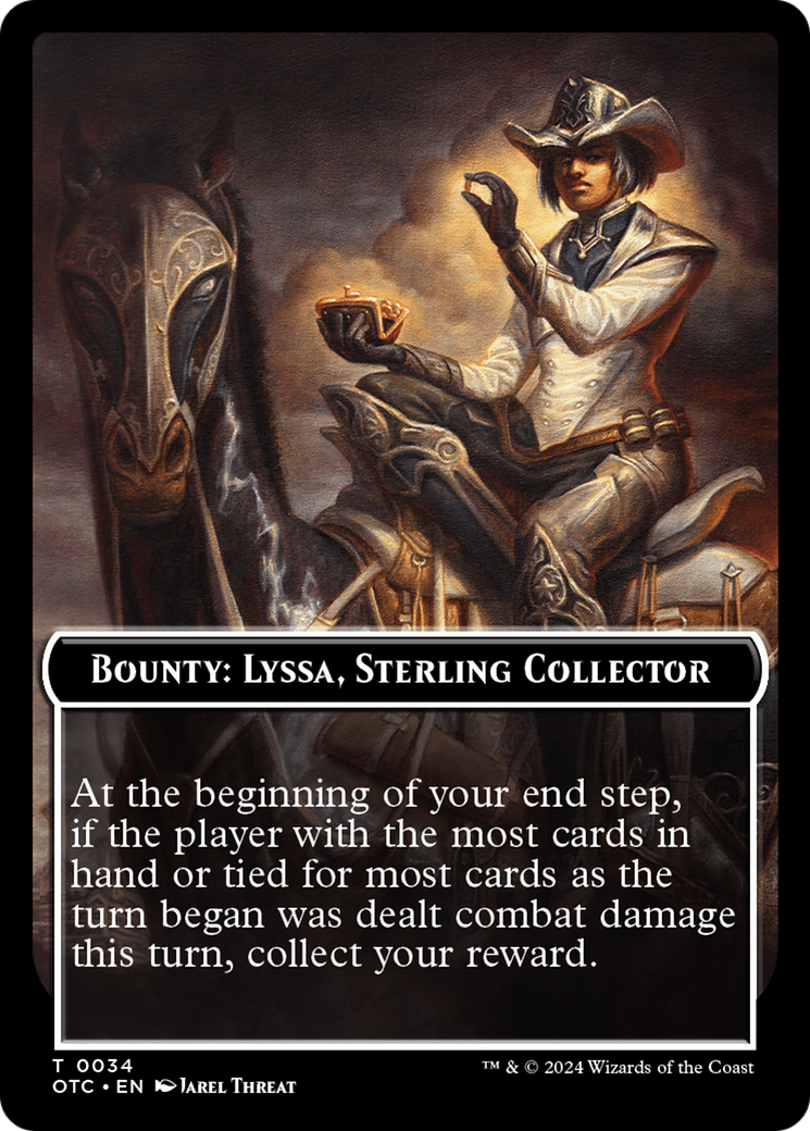Bounty: Lyssa, Sterling Collector // Bounty Rules Double-Sided Token [Outlaws of Thunder Junction Commander Tokens] | Pegasus Games WI