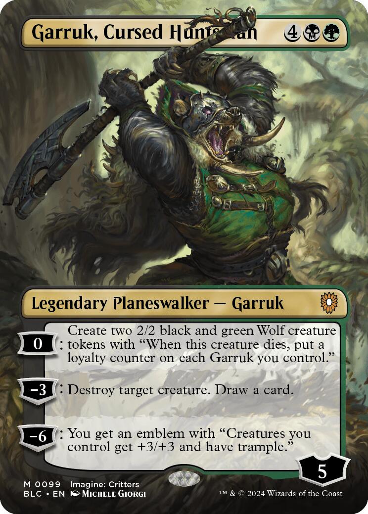 Garruk, Cursed Huntsman (Borderless) [Bloomburrow Commander] | Pegasus Games WI