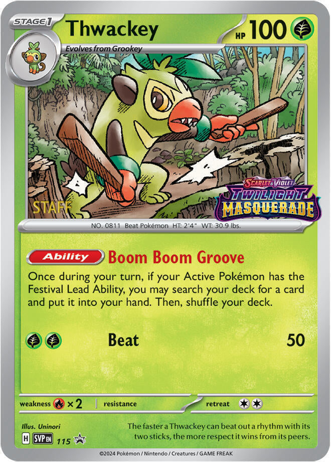 Thwackey (115) (Staff) [Scarlet & Violet: Black Star Promos] | Pegasus Games WI