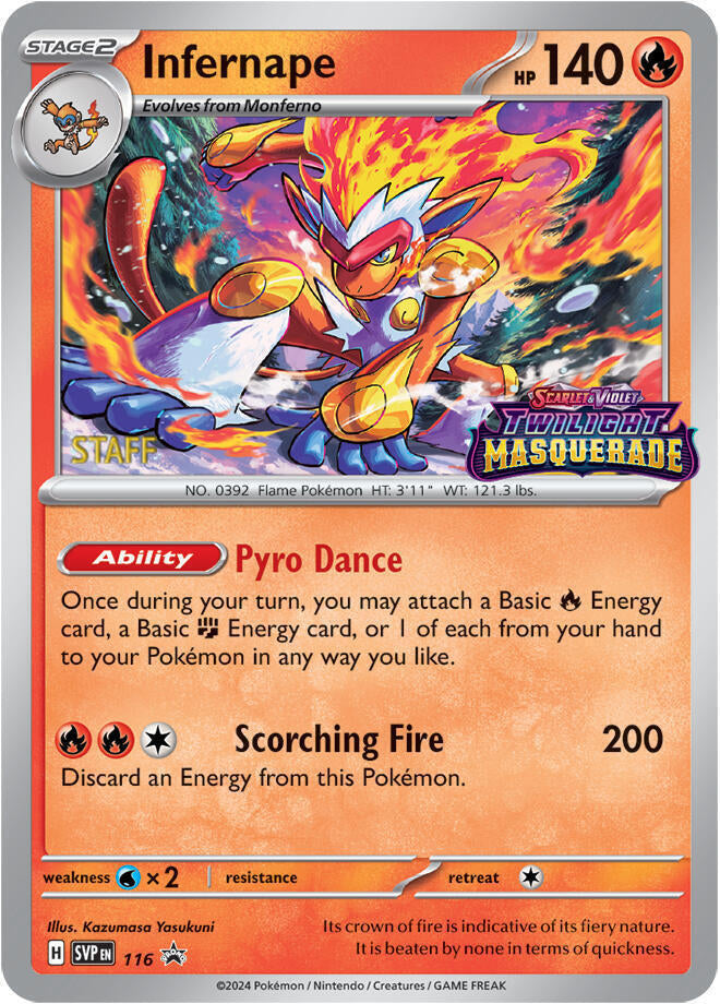 Infernape (116) (Staff) [Scarlet & Violet: Black Star Promos] | Pegasus Games WI