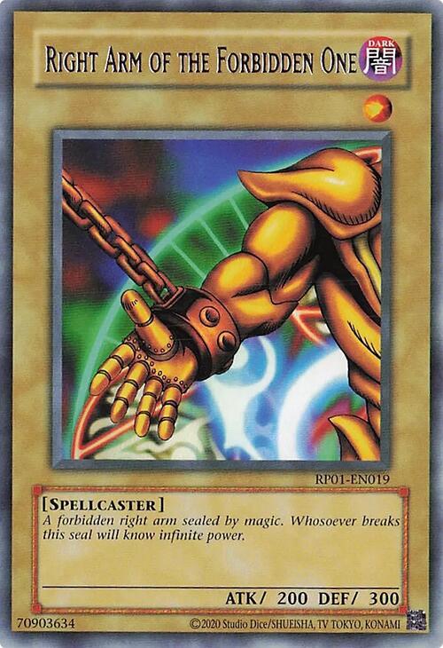 Right Arm of the Forbidden One [RP01-EN019] Rare | Pegasus Games WI