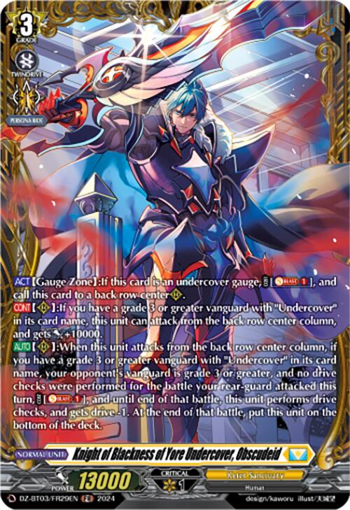 Knight of Blackness of Yore Undercover, Obscudeid (DZ-BT03/FR29EN) [Dimensional Transcendence] | Pegasus Games WI