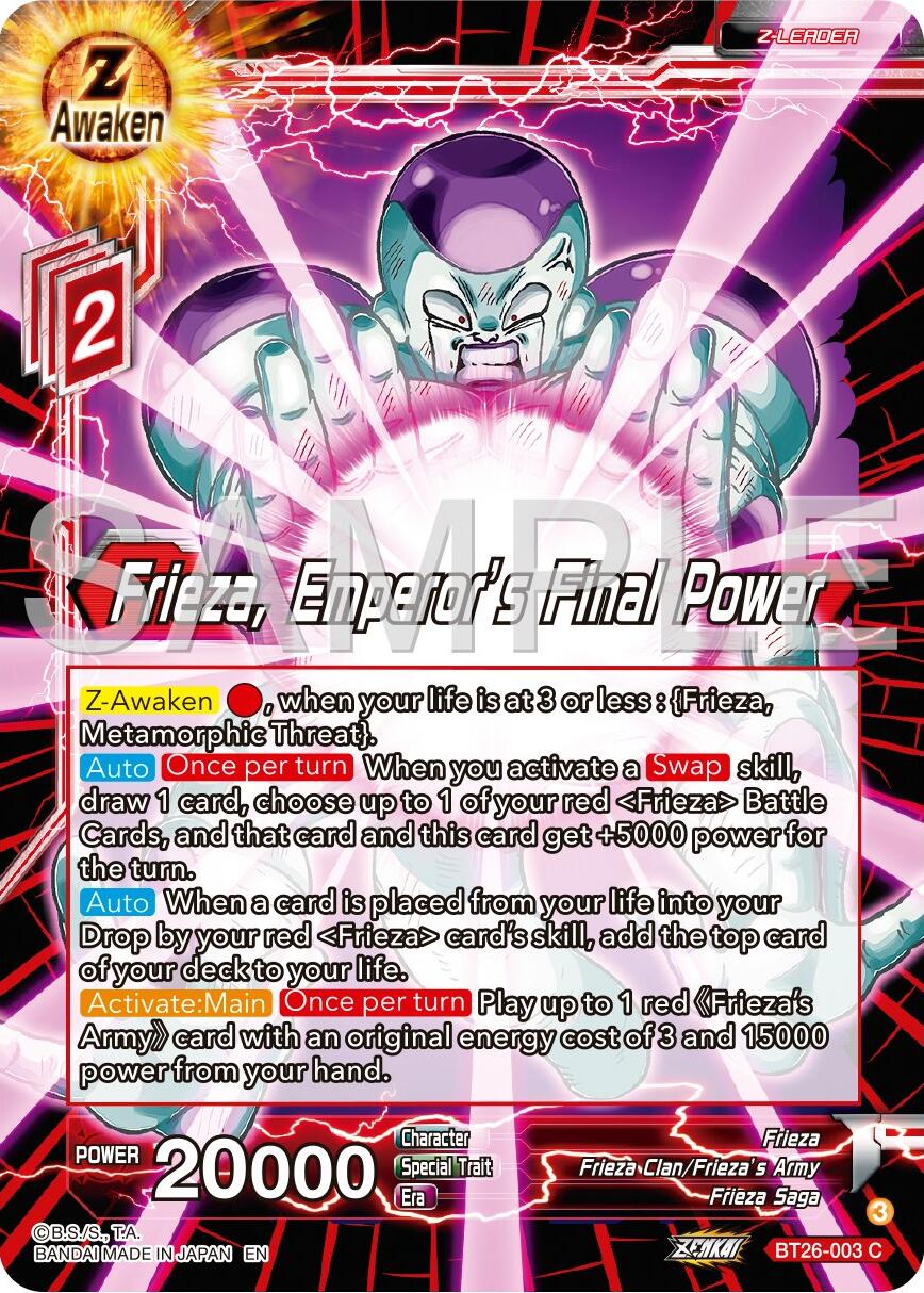 Frieza, Emperor's Final Power (BT26-003) [Ultimate Advent] | Pegasus Games WI