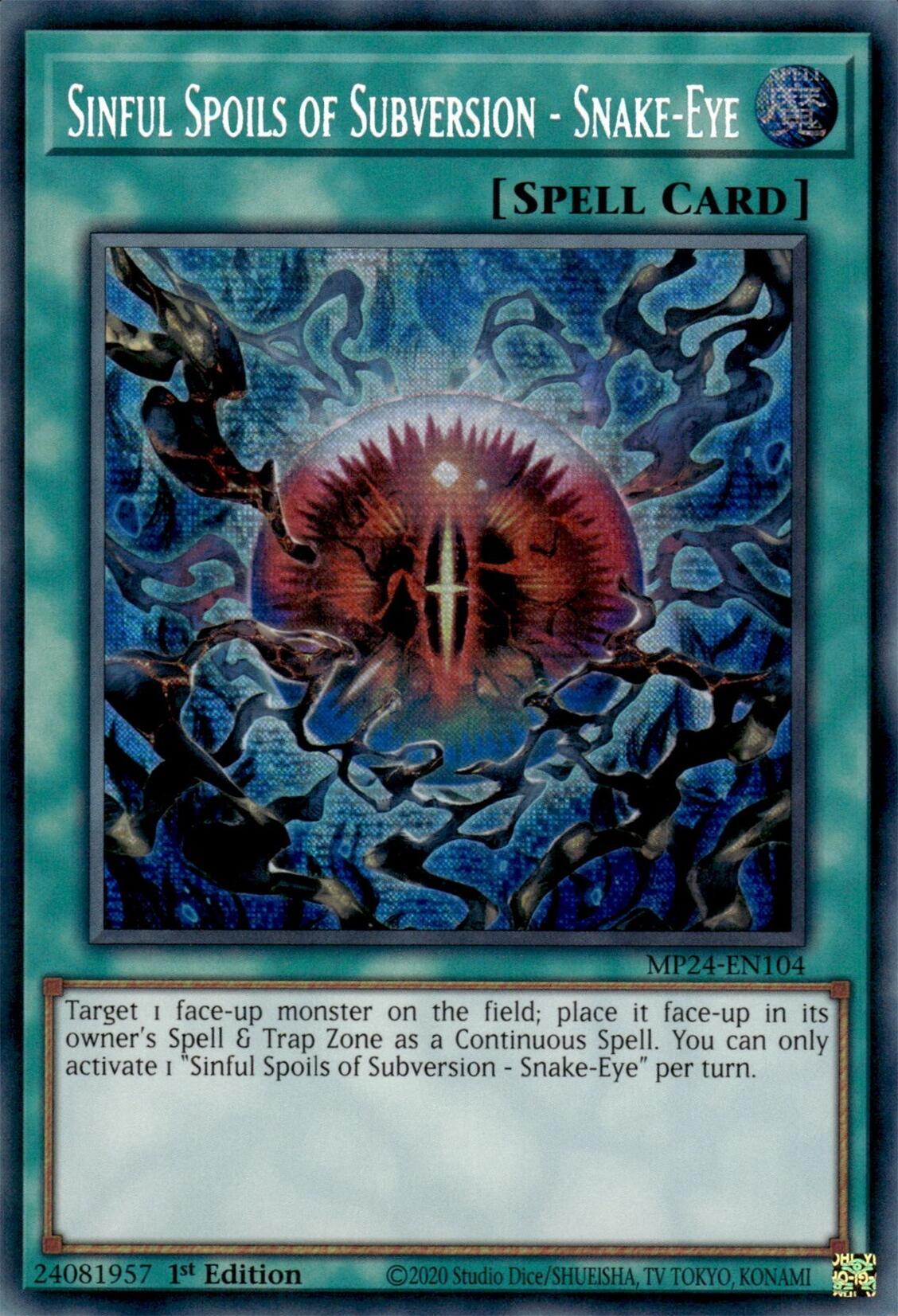 Sinful Spoils of Subversion - Snake-Eye [MP24-EN104] Prismatic Secret Rare | Pegasus Games WI