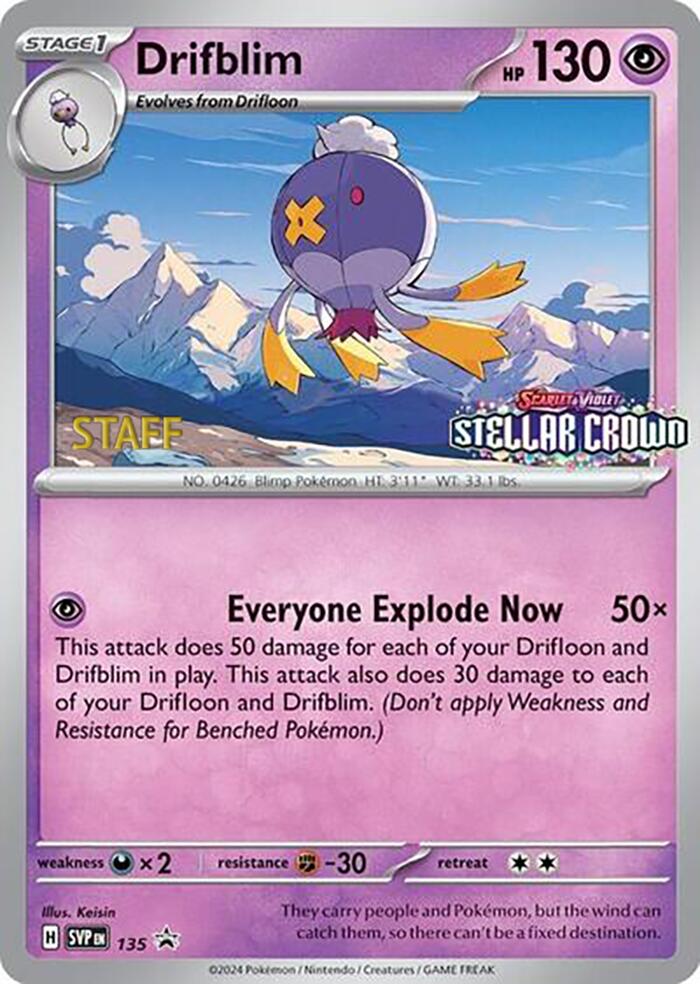 Drifblim (135) (Staff Promo) [Scarlet & Violet: Black Star Promos] | Pegasus Games WI