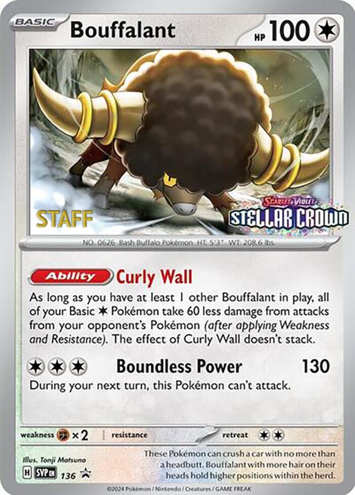 Bouffalant (136) (Staff Promo) [Scarlet & Violet: Black Star Promos] | Pegasus Games WI