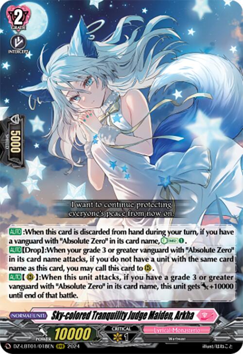 Sky-colored Tranquility Judge Maiden, Arkha (DZ-LBT01/018EN) [Lyrical Monasterio Sparkling Stars!] | Pegasus Games WI