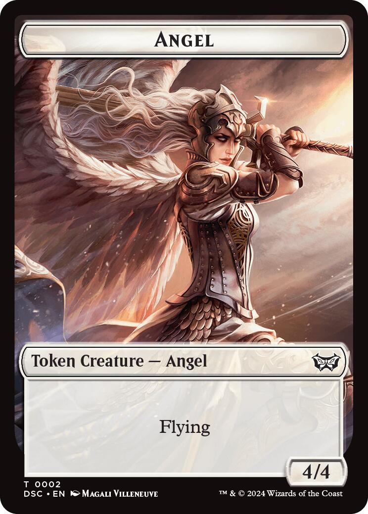 Angel // Glimmer Double-Sided Token [Duskmourn: House of Horror Commander Tokens] | Pegasus Games WI